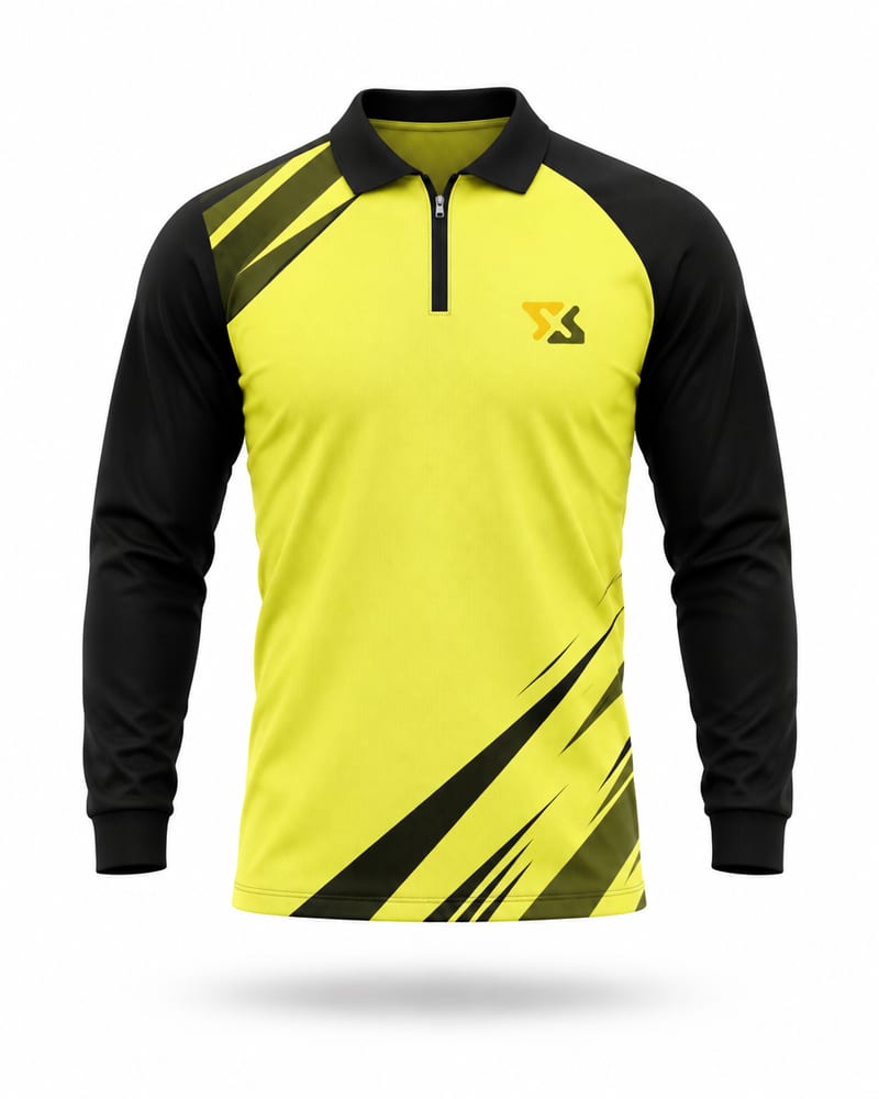Men's Custom Cricket Jersey: Zip Polo, Full Sleeve, Raglan, front