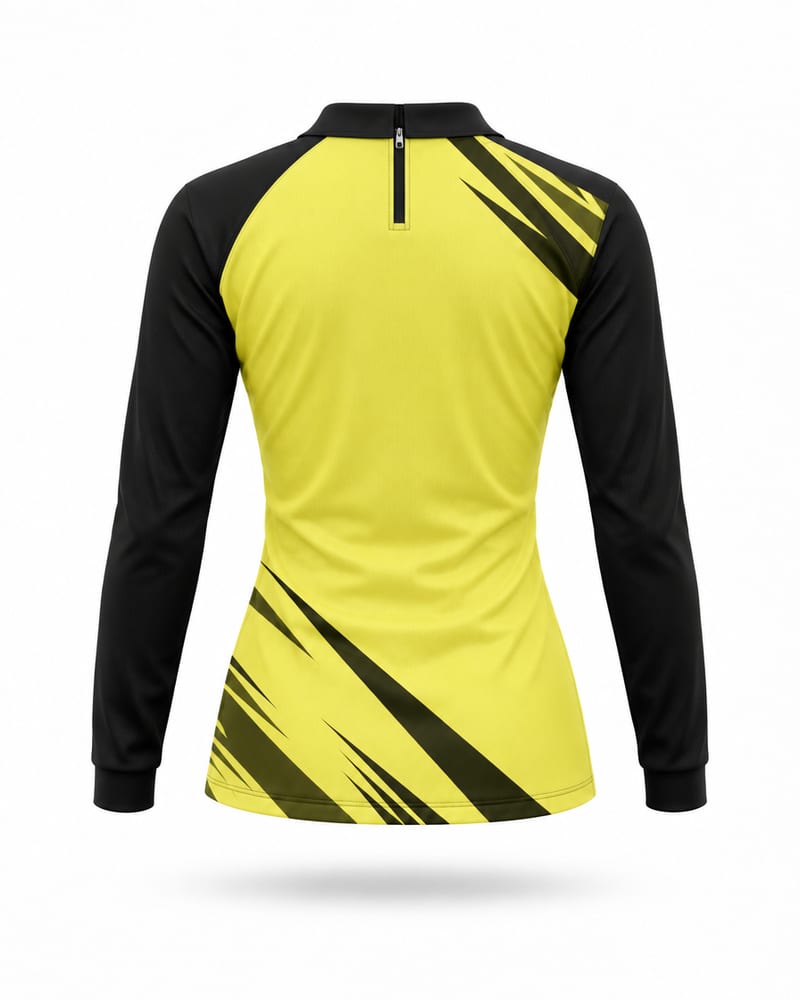 Women's Custom Bikers Jersey: Zip Polo, Full Sleeve, Raglan, back