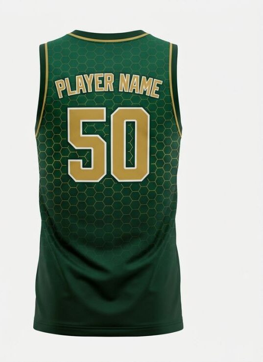 Bottle Hex Basketball Jersey, bottle green, back