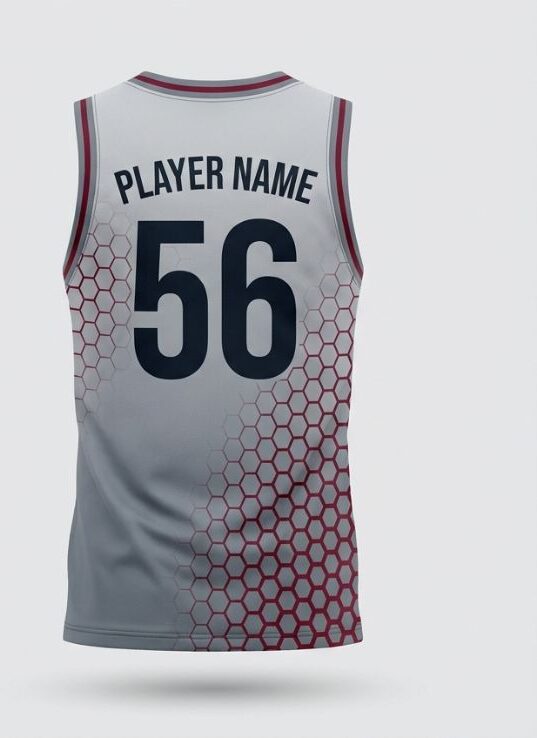Silver Grid Basketball Jersey, silver, back