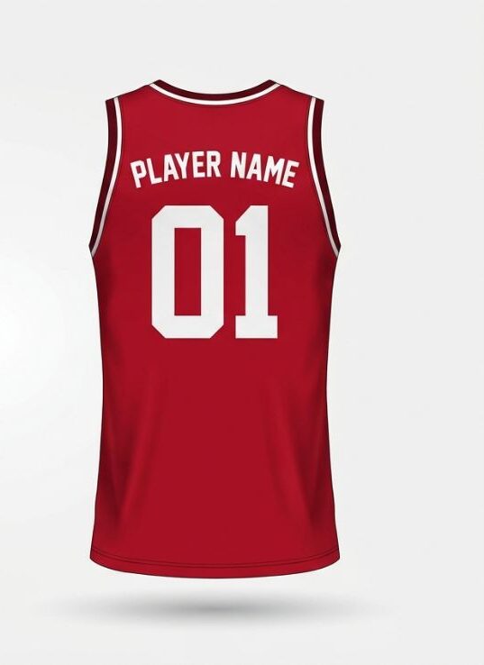 Scarlet Hoops Basketball Jersey, scarlet red, back