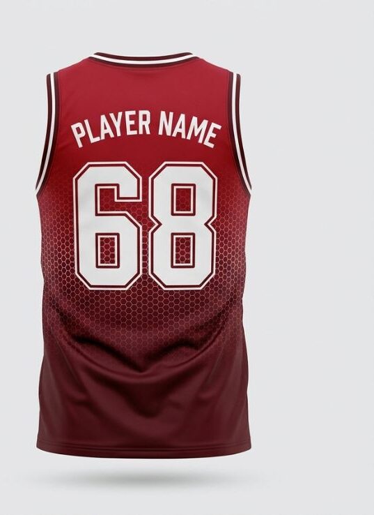 Scarlet Grid Basketball Jersey, scarlet red, back