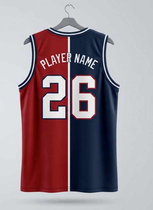 Crimson Split Basketball Jersey, crimson red, back