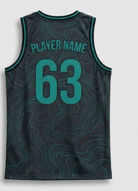 Charcoal Topo Basketball Jersey, charcoal grey, back