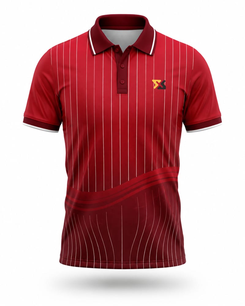 Scarlet Pinstripe Cricket Jersey
