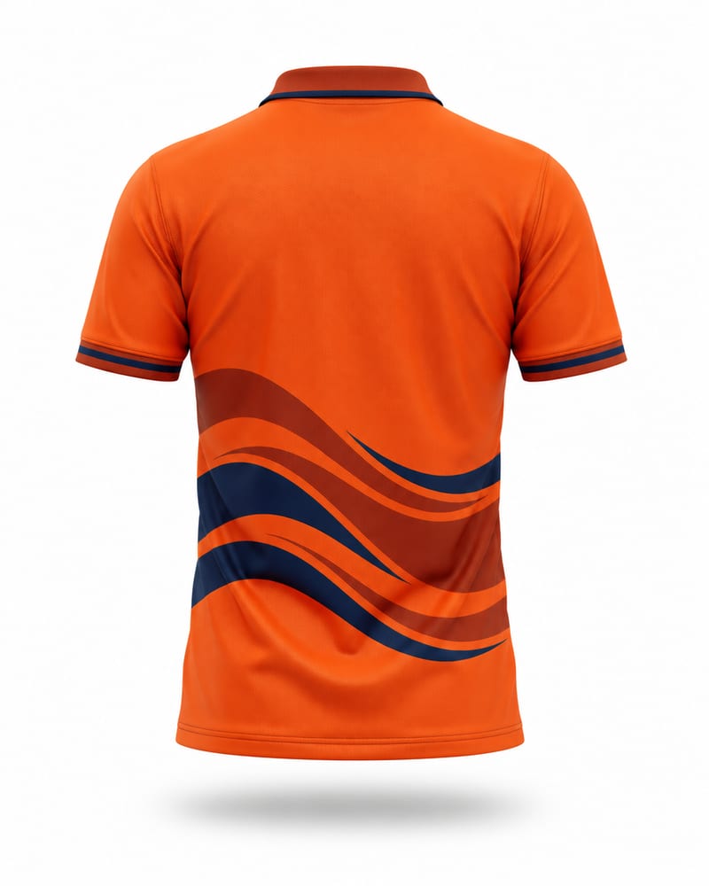 Sunset Wave Cricket Jersey, sunset orange, back