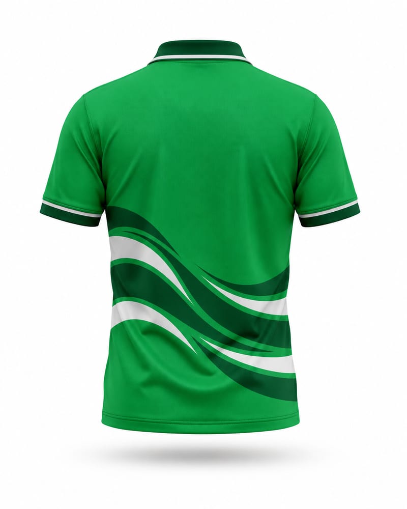 Emerald Wave Cricket Jersey, emerald green, back