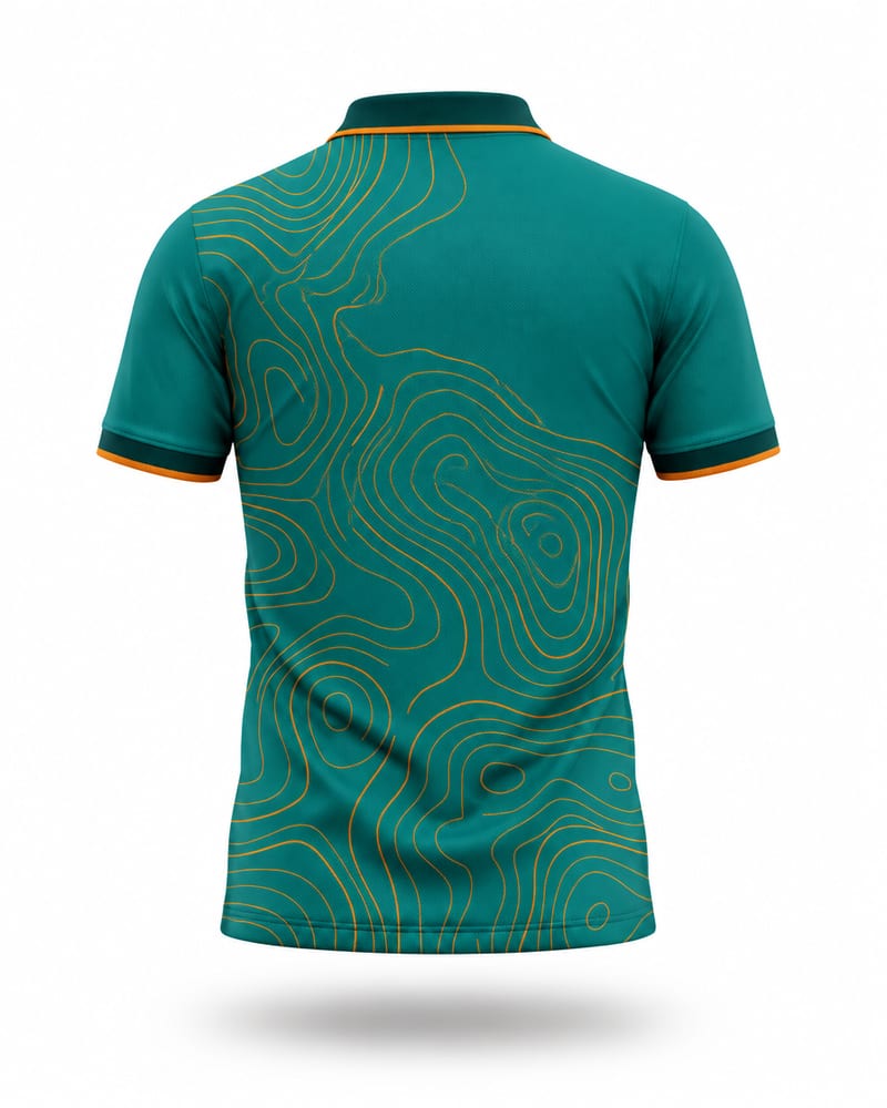 Teal Contour Cricket Jersey, teal, back