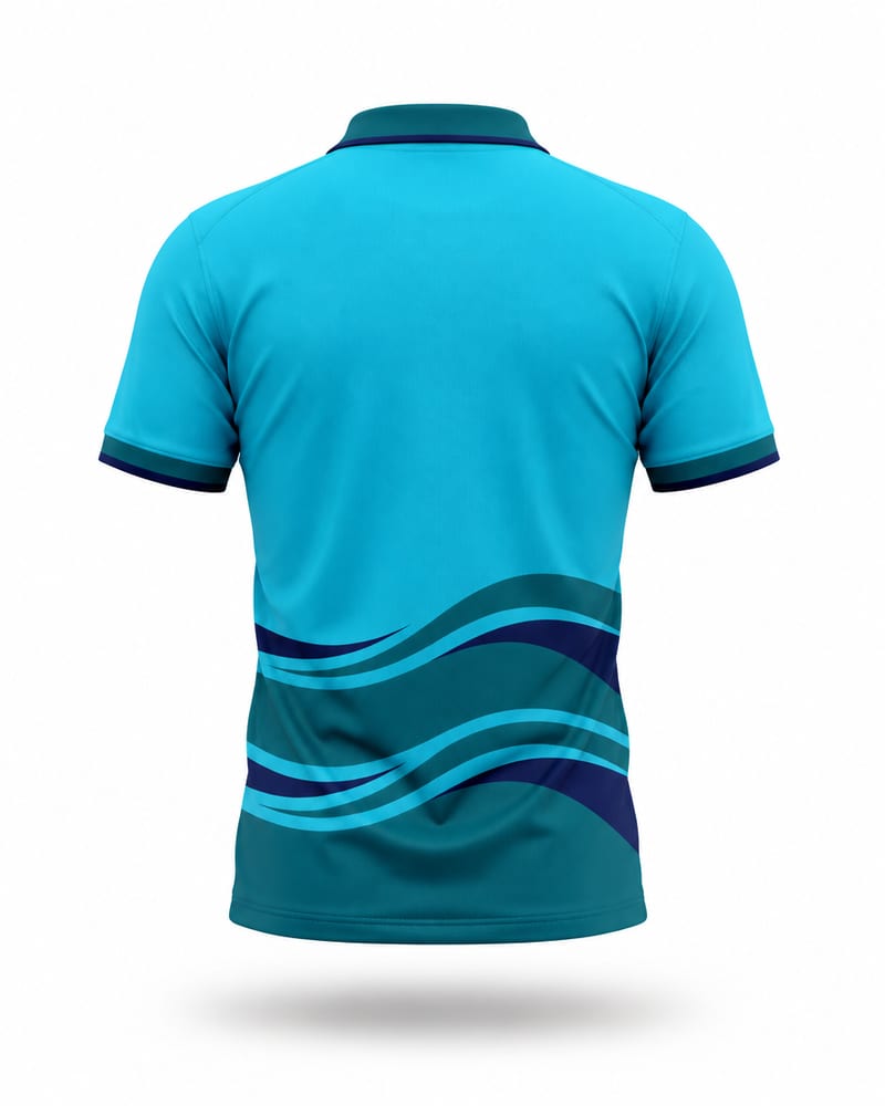 Cyan Wave Cricket Jersey, cyan, back