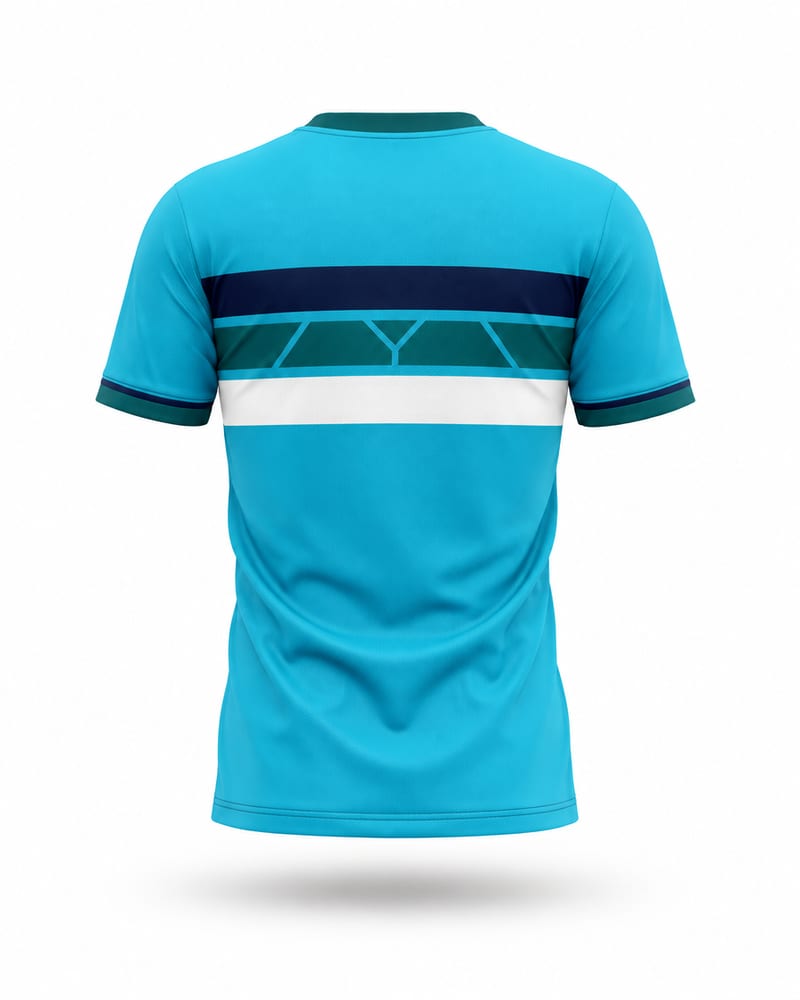 Cyan Bands Cricket Jersey, cyan, back
