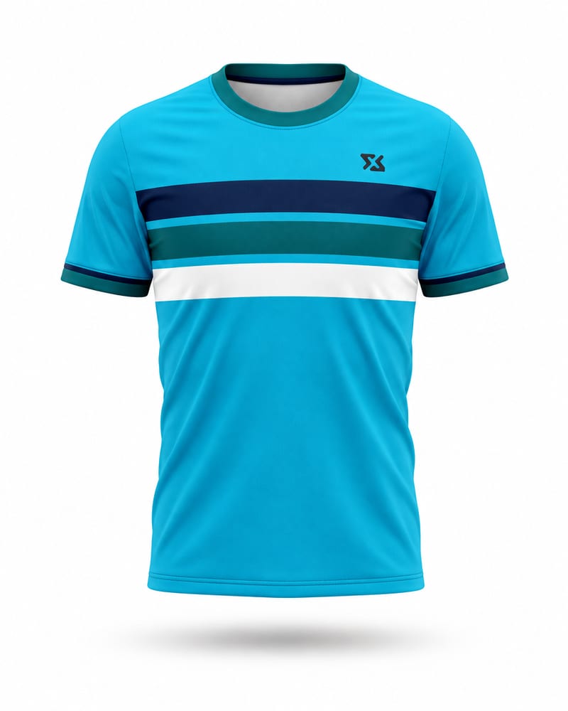 Cyan Bands Cricket Jersey
