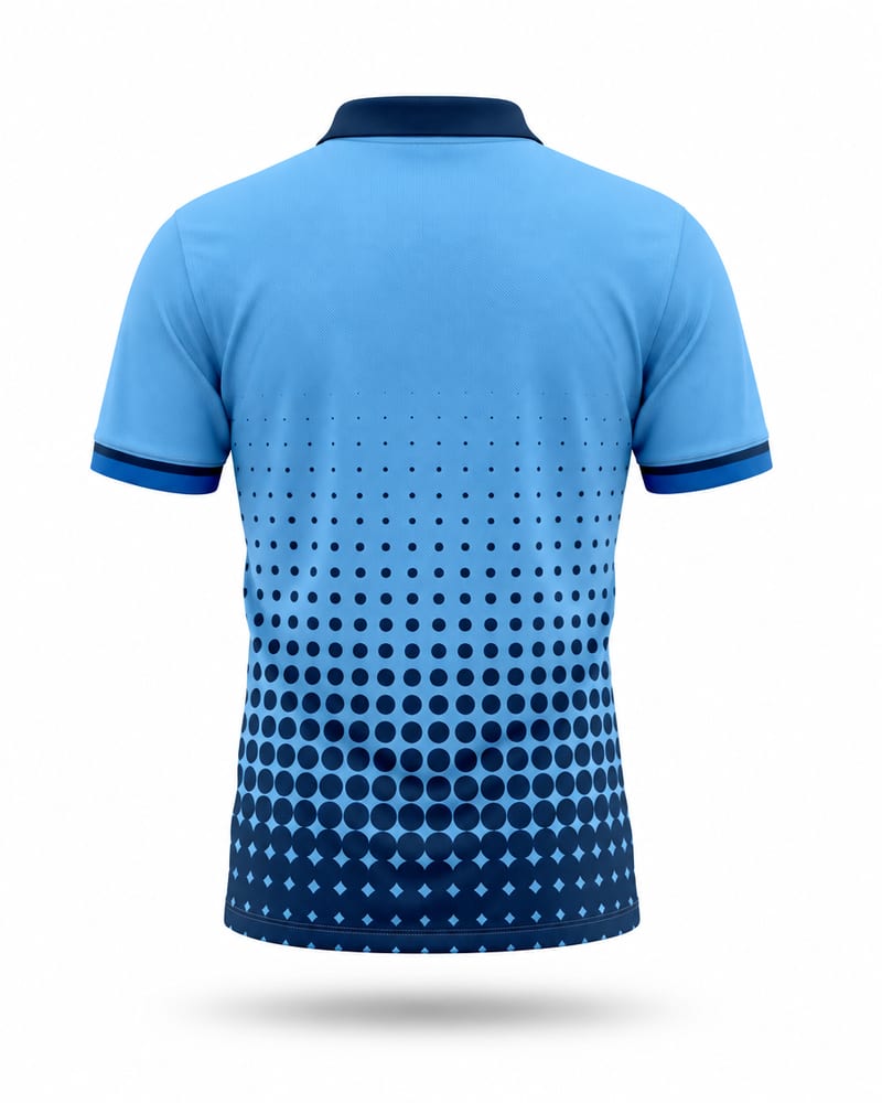 Sky Halftone Cricket Jersey, sky blue, back