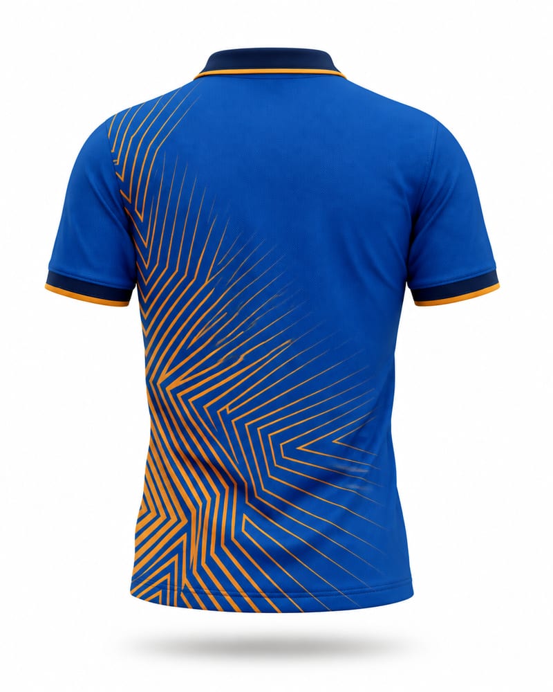 Azure Maze Cricket Jersey, azure blue, back