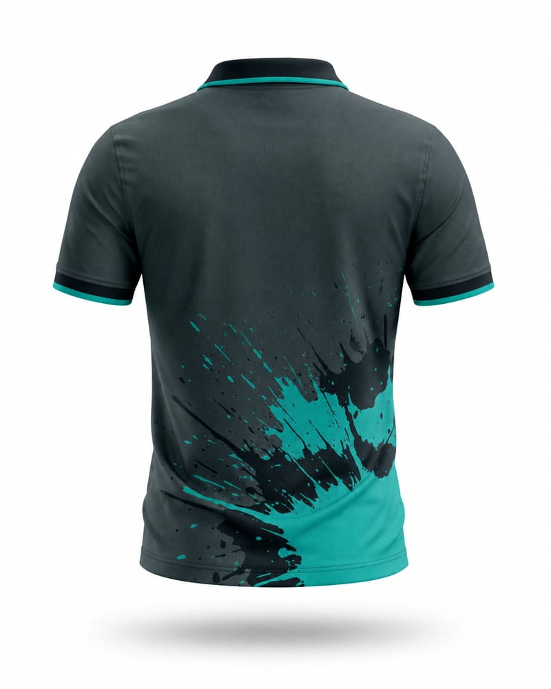 Charcoal Splash Cricket Jersey, charcoal grey, back