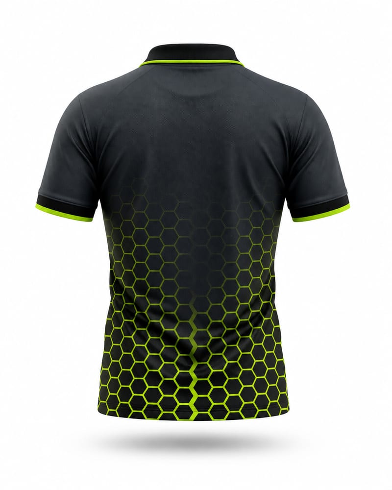 Nightvolt Hex Cricket Jersey, black and neon yellow, back