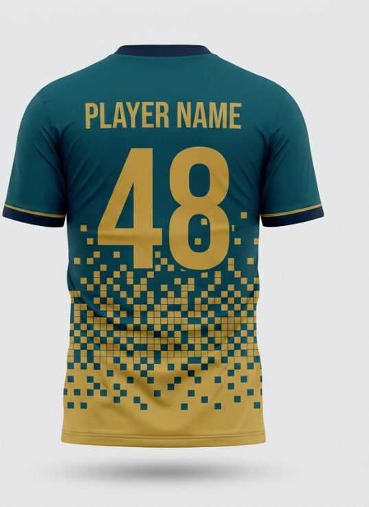 Peacock Pixel Soccer Jersey, peacock blue, back