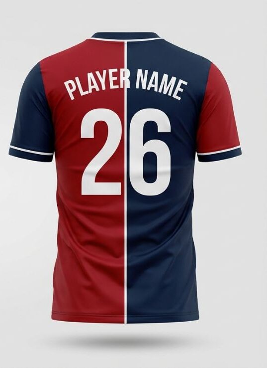 Crimson Split Soccer Jersey, crimson red, back