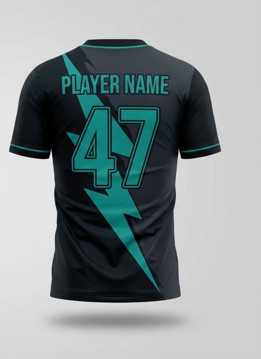 Charcoal Lightning Soccer Jersey, charcoal grey, back