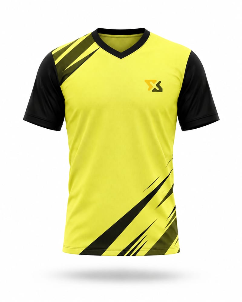 Men's Custom Badminton Jersey: V Neck, Half Sleeve, Raglan, front