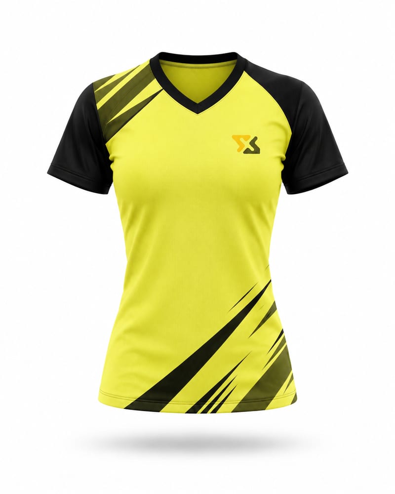 Women's Custom Badminton Jersey: V Neck, Half Sleeve, Raglan, front