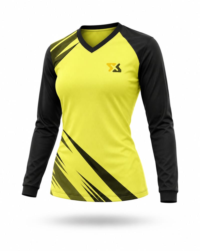 Women’s Custom Bikers Jersey: V Neck, Full Sleeve, Raglan