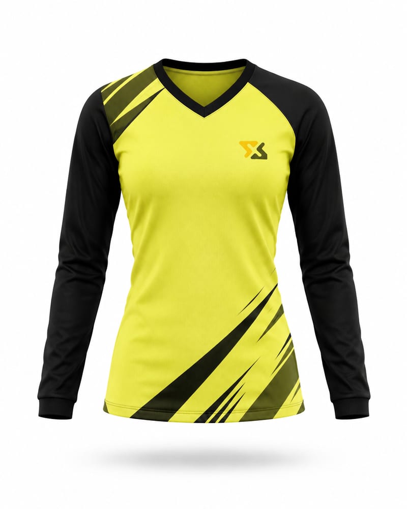 Women's Custom Bikers Jersey: V Neck, Full Sleeve, Raglan, front