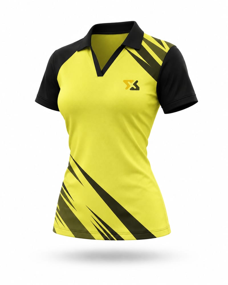 Women’s Custom Esports Jersey: V Neck Polo, Half Sleeve, Raglan