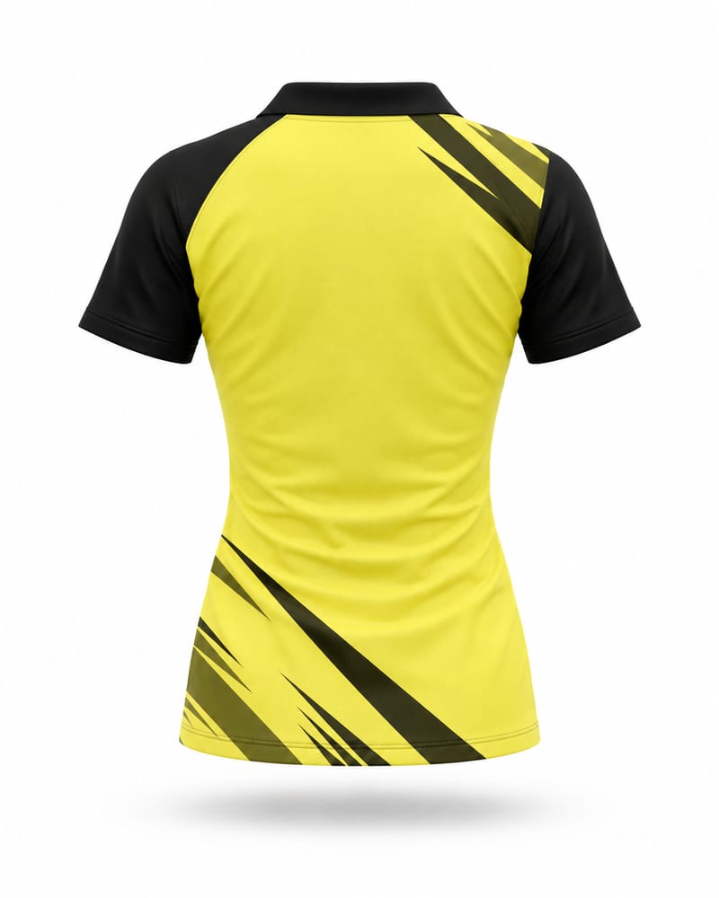 Women's Custom Esports Jersey: V Neck Polo, Half Sleeve, Raglan, back