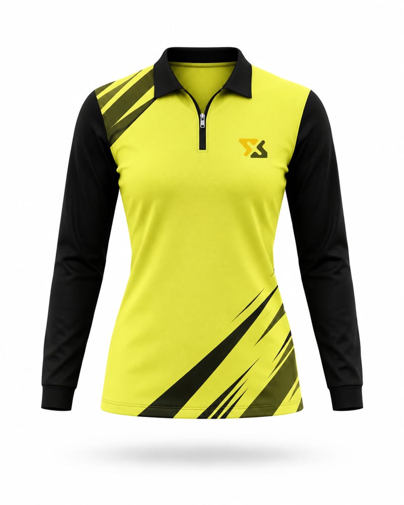 Women's Custom Esports Jersey: Zip Polo, Full Sleeve, front