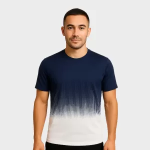 Dual-Tone Gradient Crew Neck Sports Jersey – Navy & White