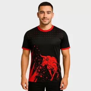 Black Pro Jersey with Red Collar & Sleeve Trim
